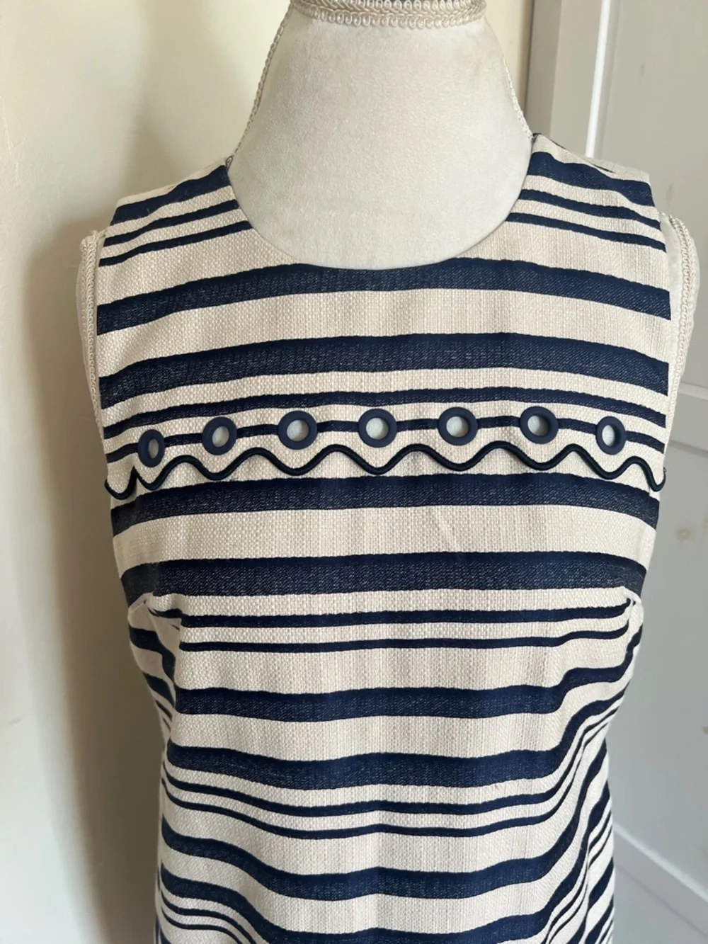 J. Crew Nautical Stripe Scalloped Hem Shift Dress Size 10